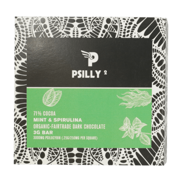 Psilly - Dark Chocolate Bar - Mint & Spirulina | Strongest Shroom Strain Canada